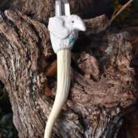 White Raven Deer Antler Wand