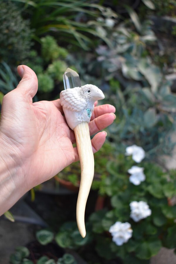 White Raven Deer Antler Wand - Image 2
