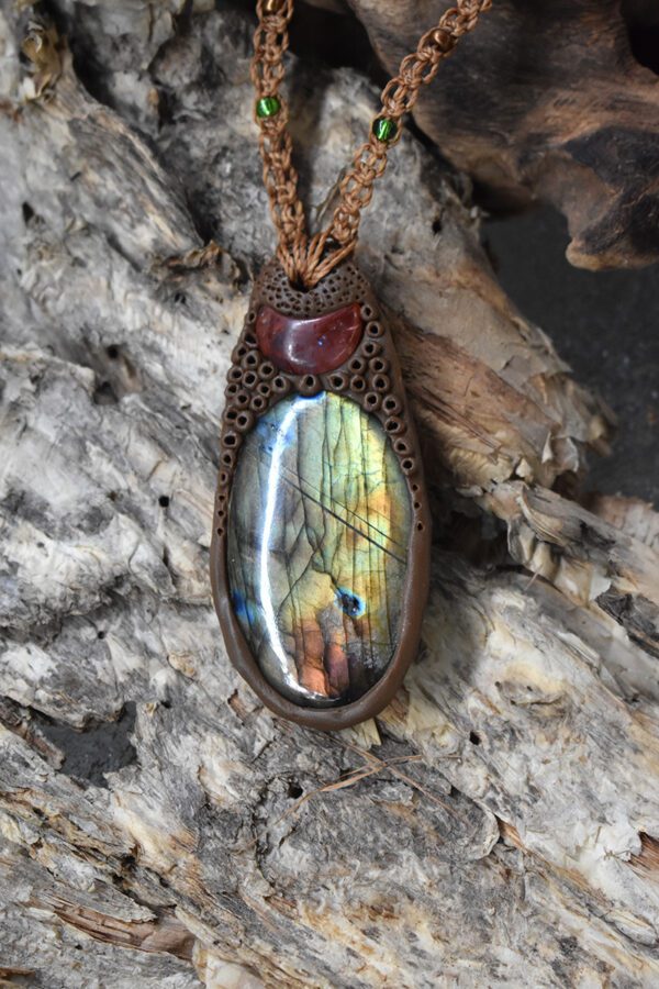 Labradorite and Moon Pendant