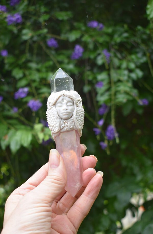 Angel Wand with Rose Quartz Aura - Image 2
