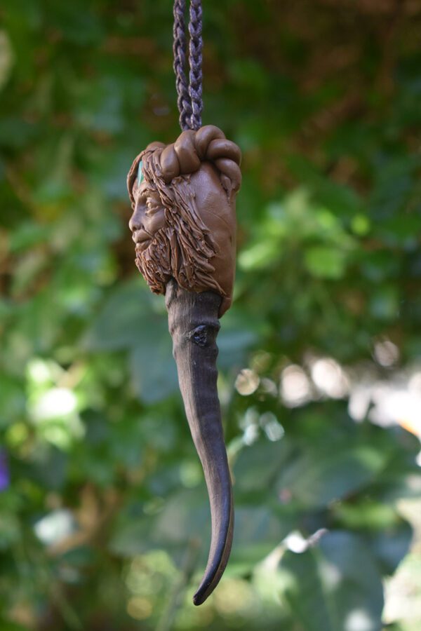 Goat horn pendant with the God Pan - Image 2