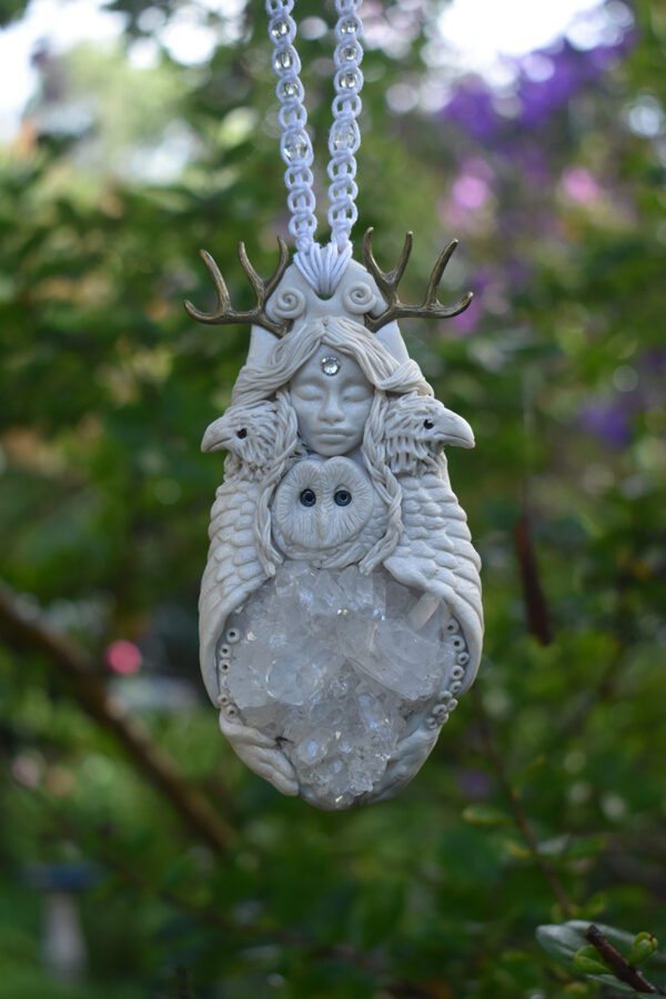 White Deer Goddess large pendant - Image 2
