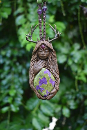 Deer Goddess with Stichtite in Serpentine