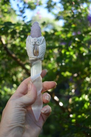 Spirit Quartz Selenite Wand