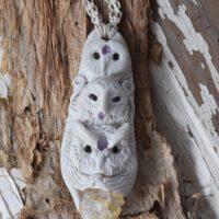 Triple White Owl Pendant
