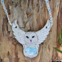 White Barn Owl with Larimar