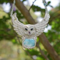White Barn Owl with Larimar - Image 2