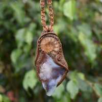 Chrysoprase and Ammonite pendant