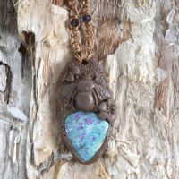 Bee with Ruby in Fuchsite Pendant - Image 2
