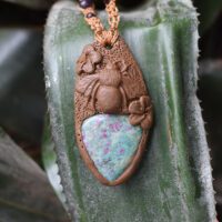 Bee with Ruby in Fuchsite Pendant