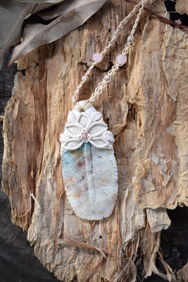 Small Amazonite Feather Pendant