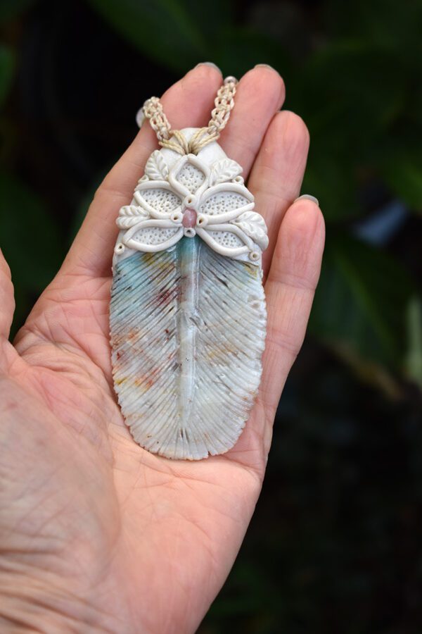 Small Amazonite Feather Pendant - Image 2