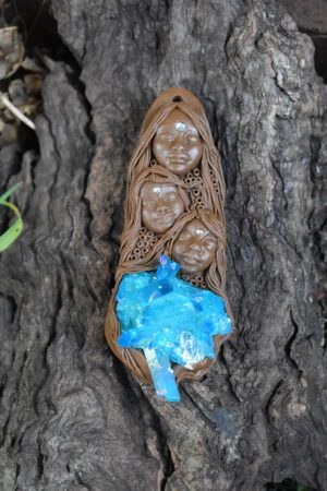 Triple Goddess with Aqua Aura Quartz