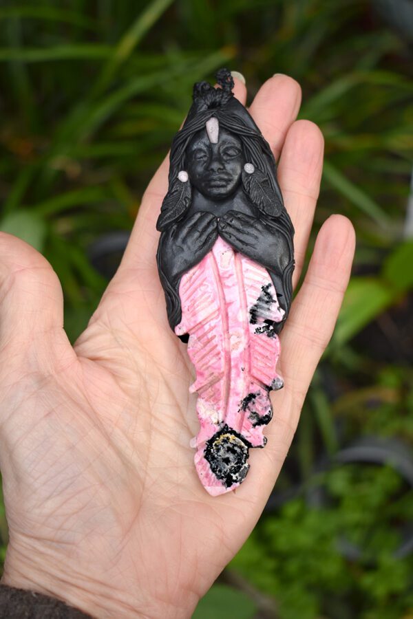 Black Goddess with carved Feather - Image 2