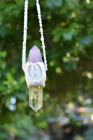 Spirit Quartz and Citrine Pendant