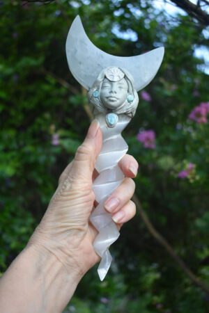 Selenite Moon Goddess Wand