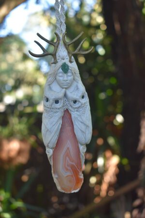 Deer Goddess with two Owls