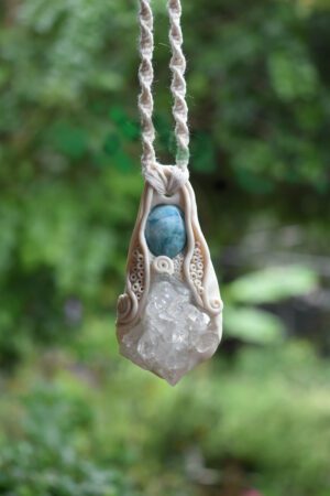 Larimar with Quartz cluster Pendant