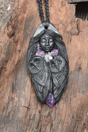Amethyst Goddess with Owls